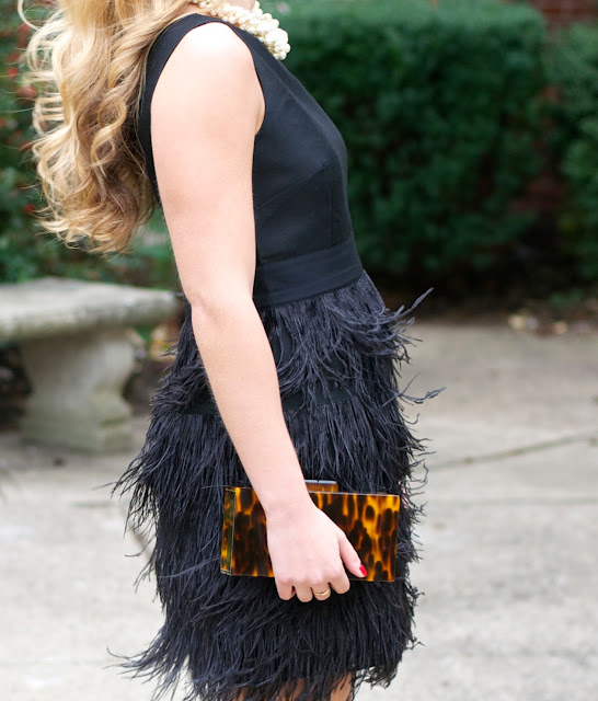 tortoise clutch and feathered LBD 
