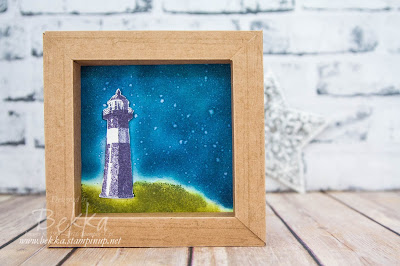 Nighttime Lighthouse Box Frame made with Stampin' Up! UK Supplies
