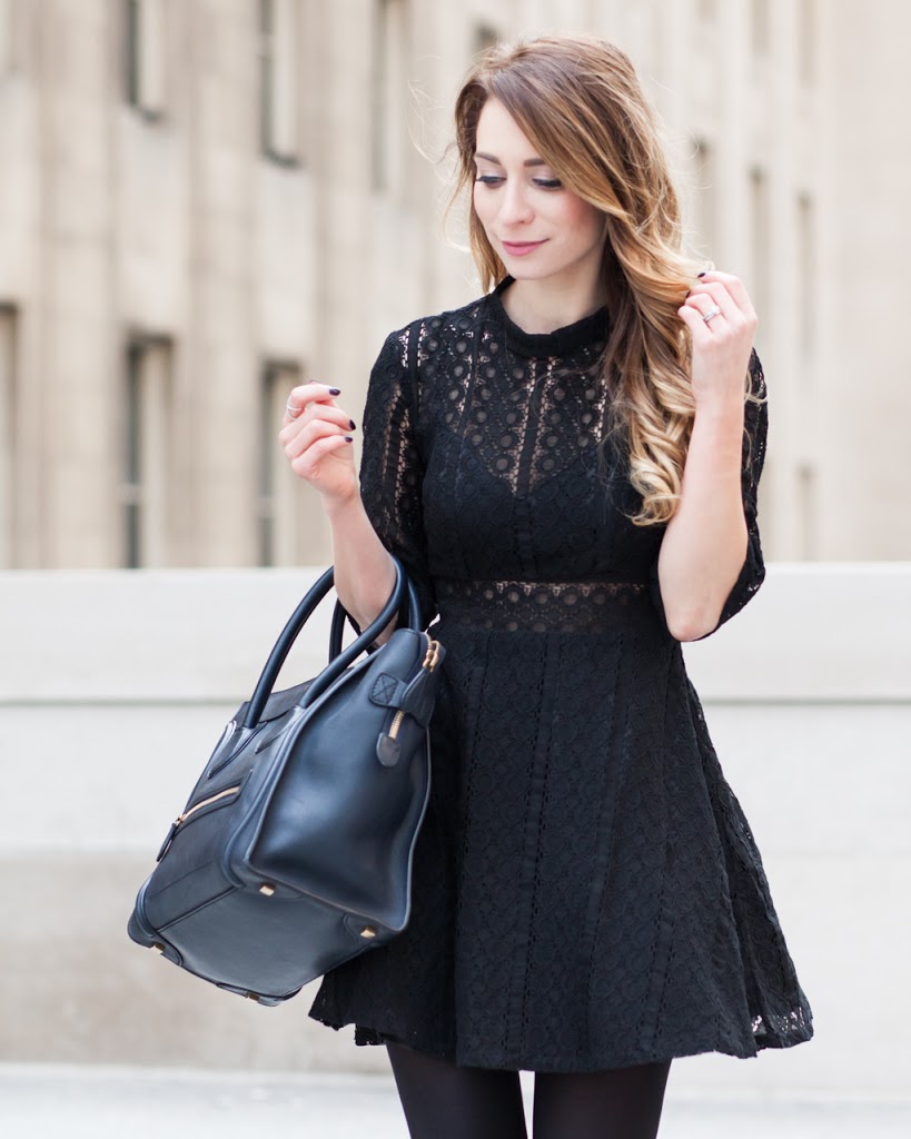 celine luggage tote black crochet dress outfit ootd