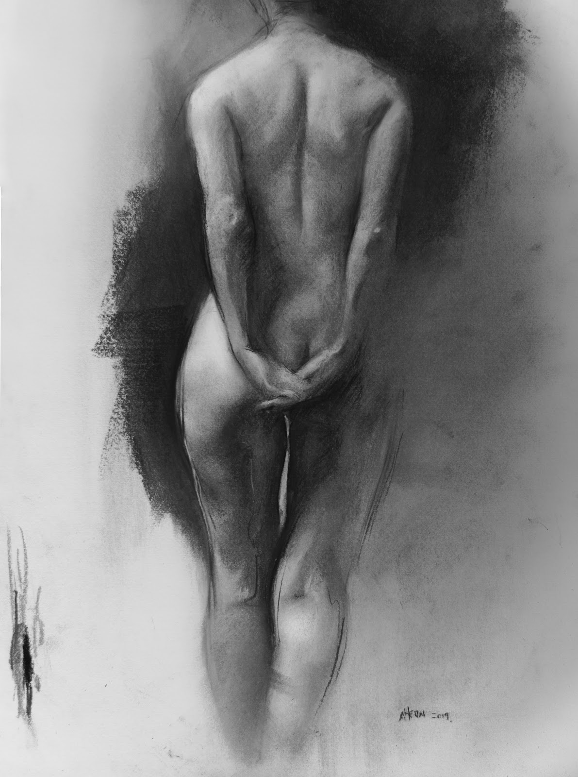 Sketch No.2 - Figure Sketch, Charcoal on Paper, sold