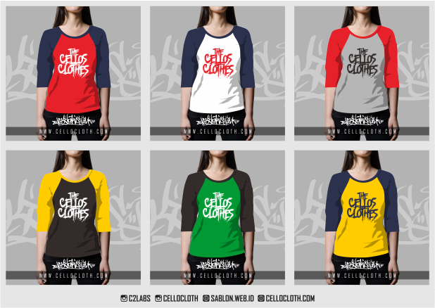 Sablon Kaos - Kombinasi Warna Kaos Raglan Lengan Panjang & 3/4