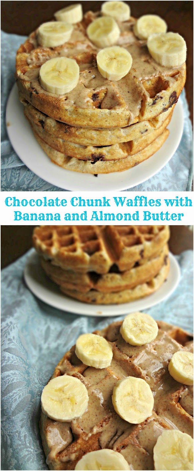 The Cooking Actress Chocolate Chunk Waffles with Banana and Almond Butter