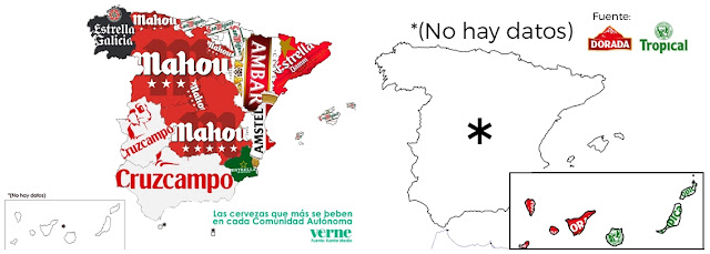 No hay datos de cervezas Canarias en el mapa de España