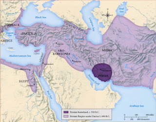 Achaemenid Empire of Persia with Persian homeland shaded