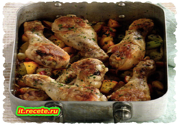 Fusi di pollo arrostiti con pesche e zenzero Fusi di pollo arrostiti con pesche e zenzero