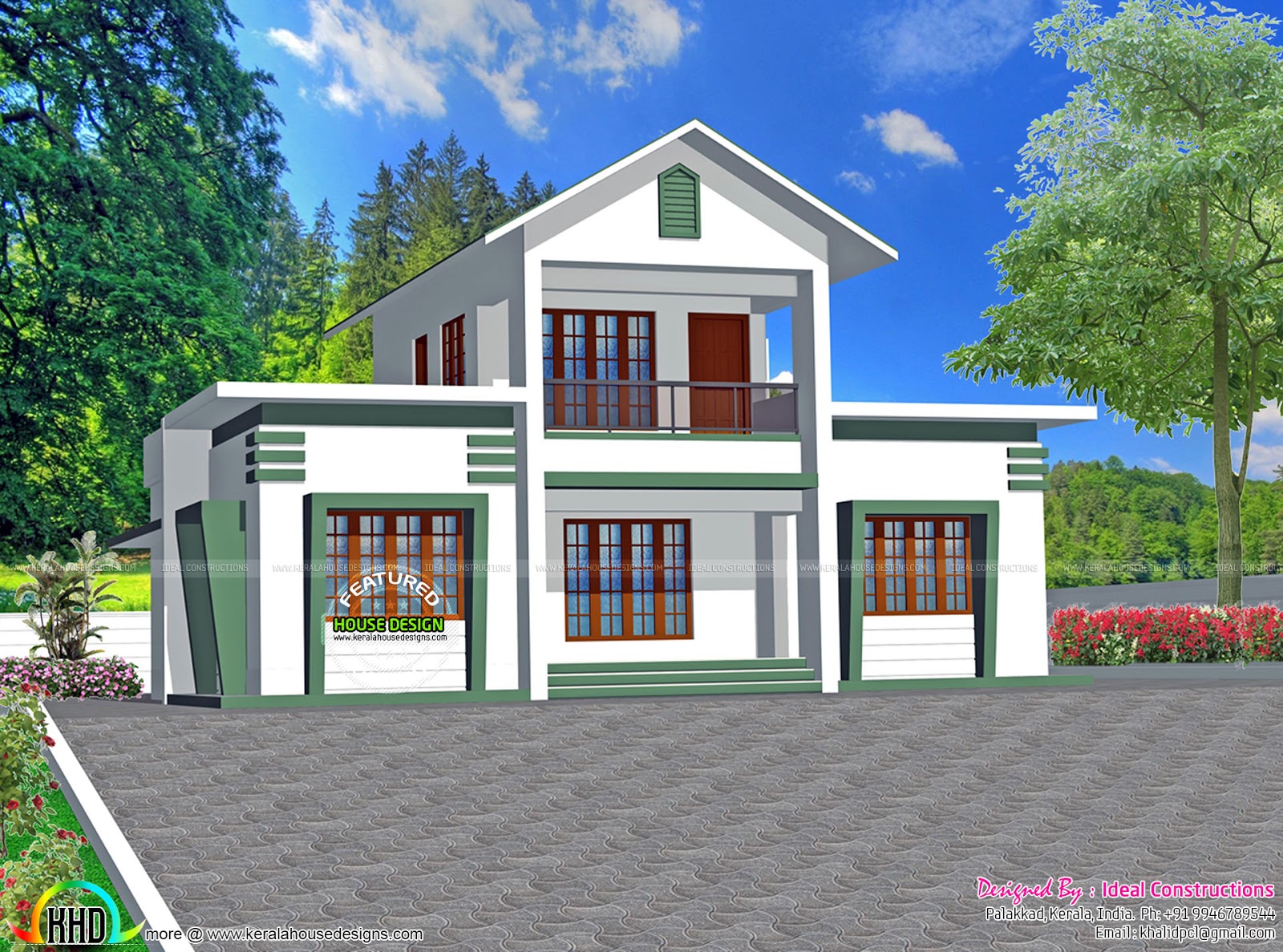 1500 sq-ft 3 bedroom sloping roof home - Kerala home design and ...