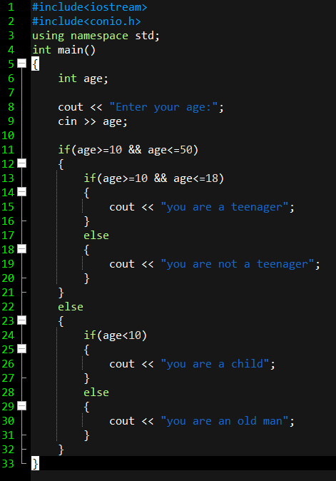 Nested If-Else program in C/C++