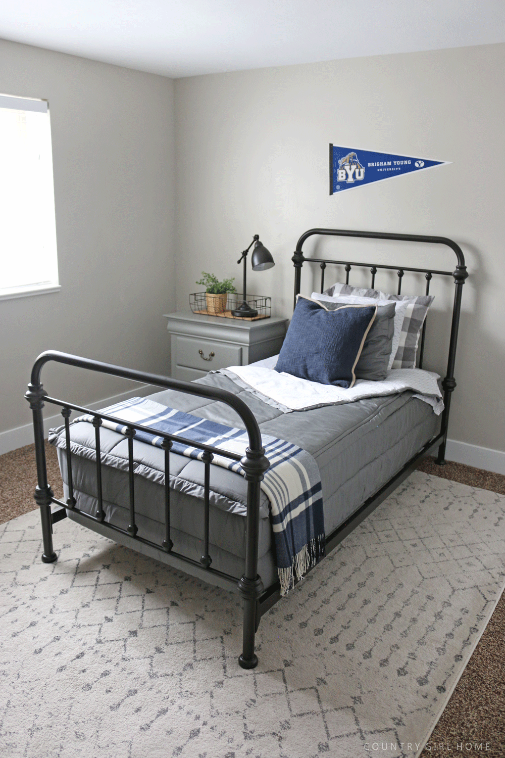 Country Girl Home Gray Navy Boys Bedroom