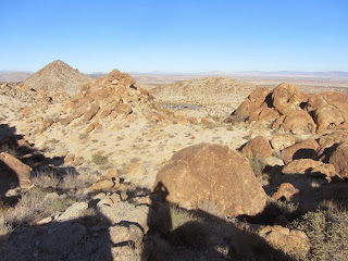 View northwest from Fortynine Palms Canyon Trail toward the trailhead