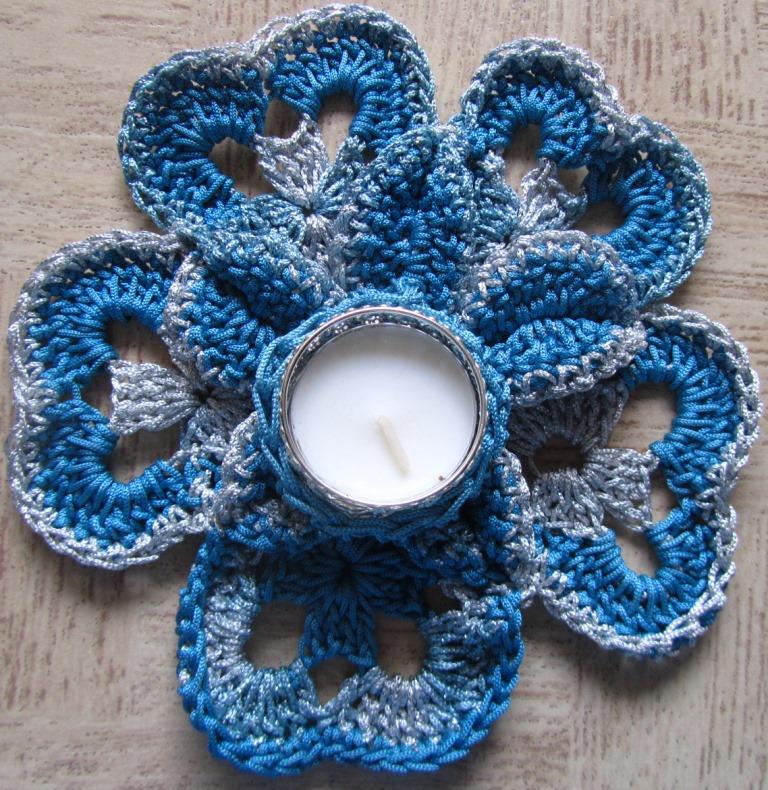 Sweet Nothings Crochet FLORAL TEA LIGHT CANDLE HOLDER 6