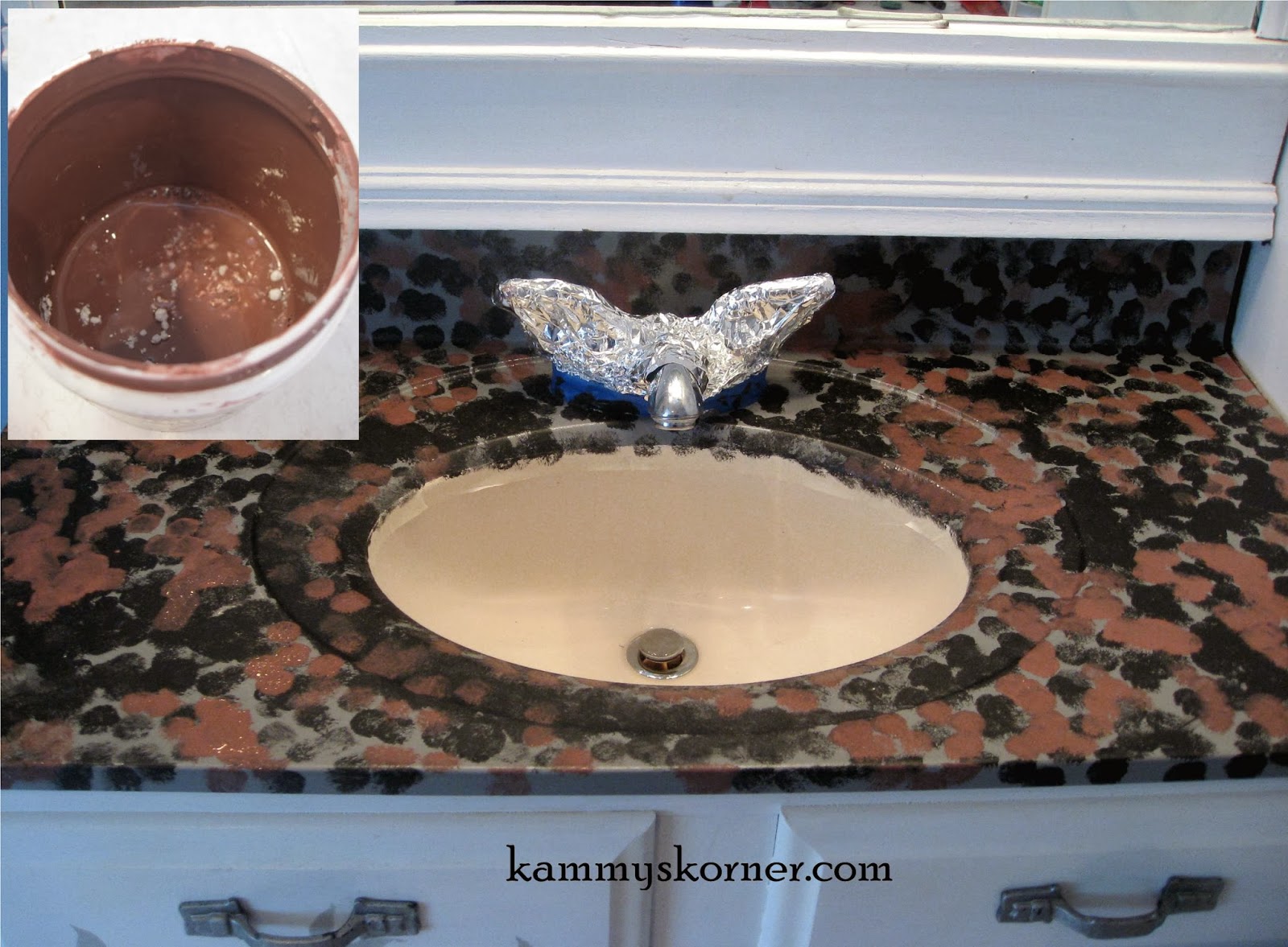 Kammy's Korner Painting A Porcelain Vanity Countertop {New And Improved}