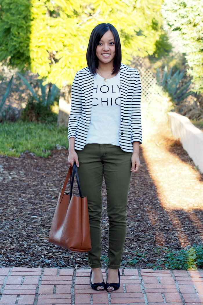 Graphic Tee and Striped Blazer | Putting Me Together | Bloglovin’