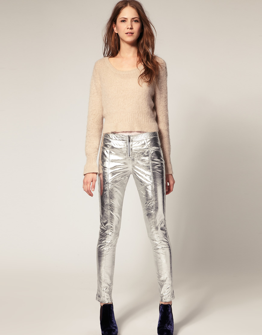 SHAMPALOVE Metallic Leather Pants