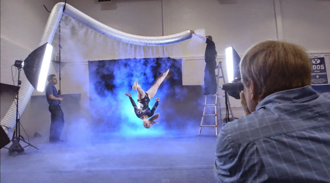 BYU Gymnastics Team A photo shoot with fog can create unique images