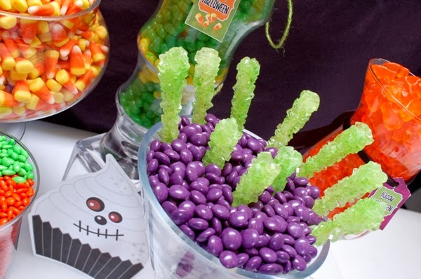 A Halloween Little Monsters Candy Buffet - via BirdsParty.com