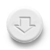 Müshil ilacı veya hapını anlatan üzerinde aşağıyı gösteren bir ok olan yuvarlak ilaç tableti