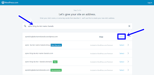 Select Name wordpress-free-blog