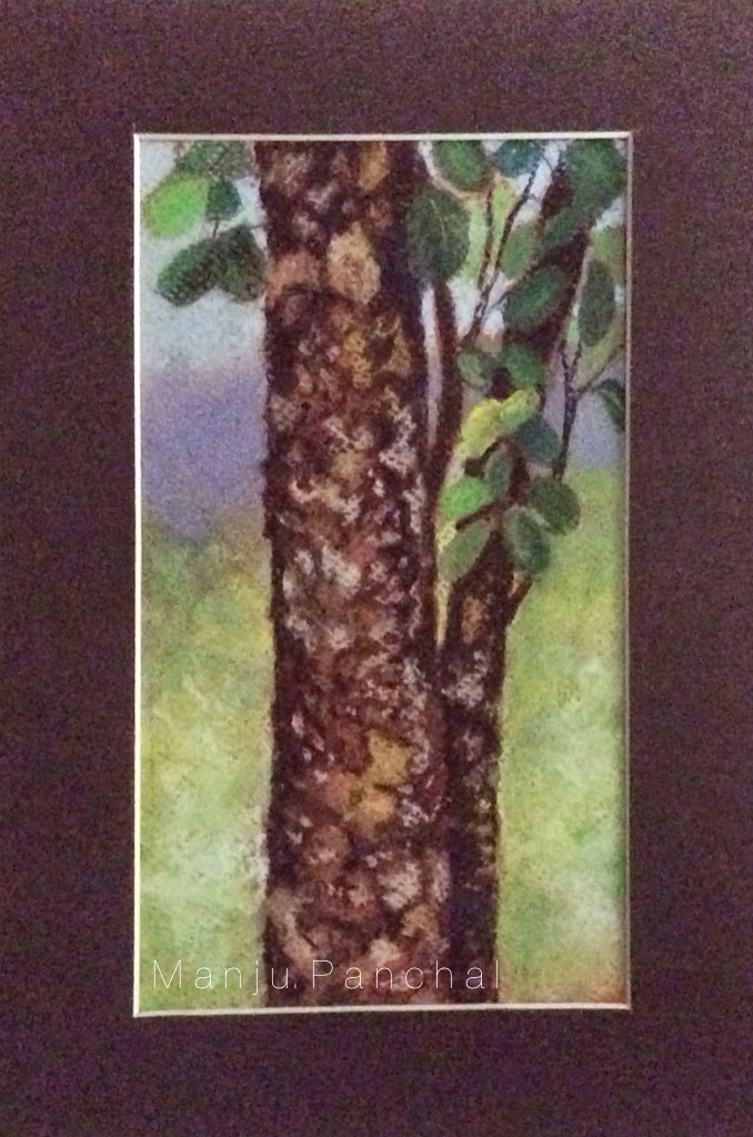 soft pastel painting of tree trunk