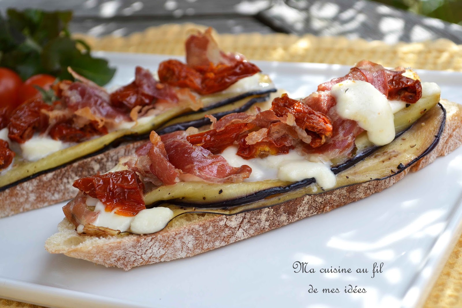 Ma cuisine au fil de mes idées... Bruschettas aux aubergines grillées