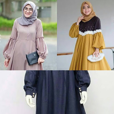 contoh gamis lengan balon