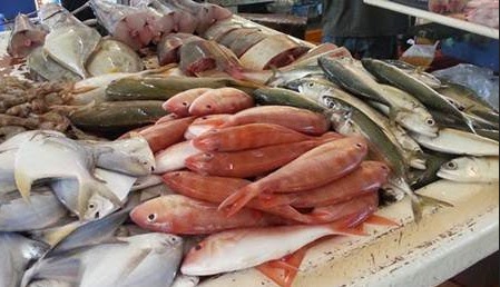 ikan laut segar di pasar traditional
