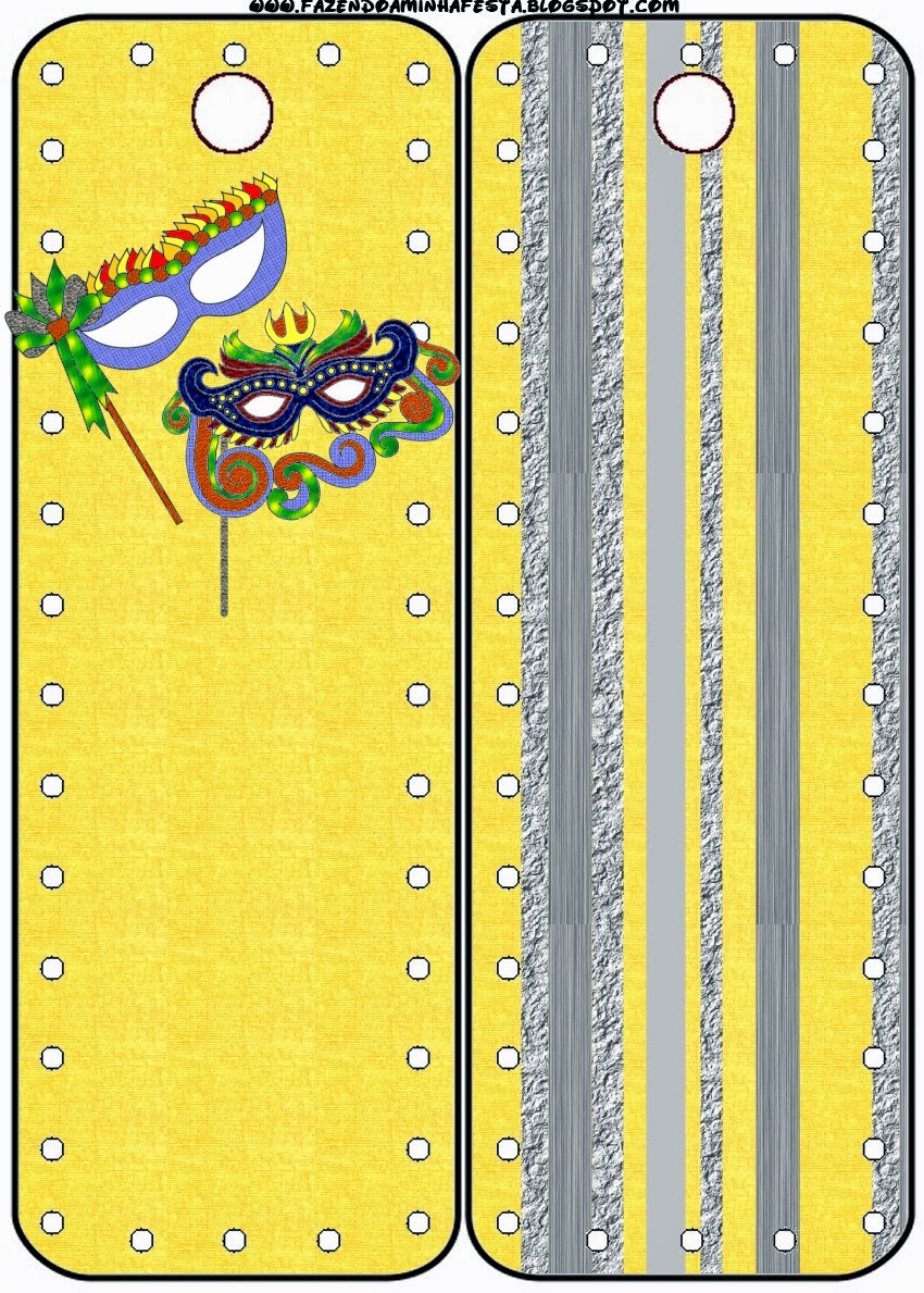 Máscaras de Carnaval: Imágenes y Tarjetería para Imprimir Gratis. Para marcapáginas.