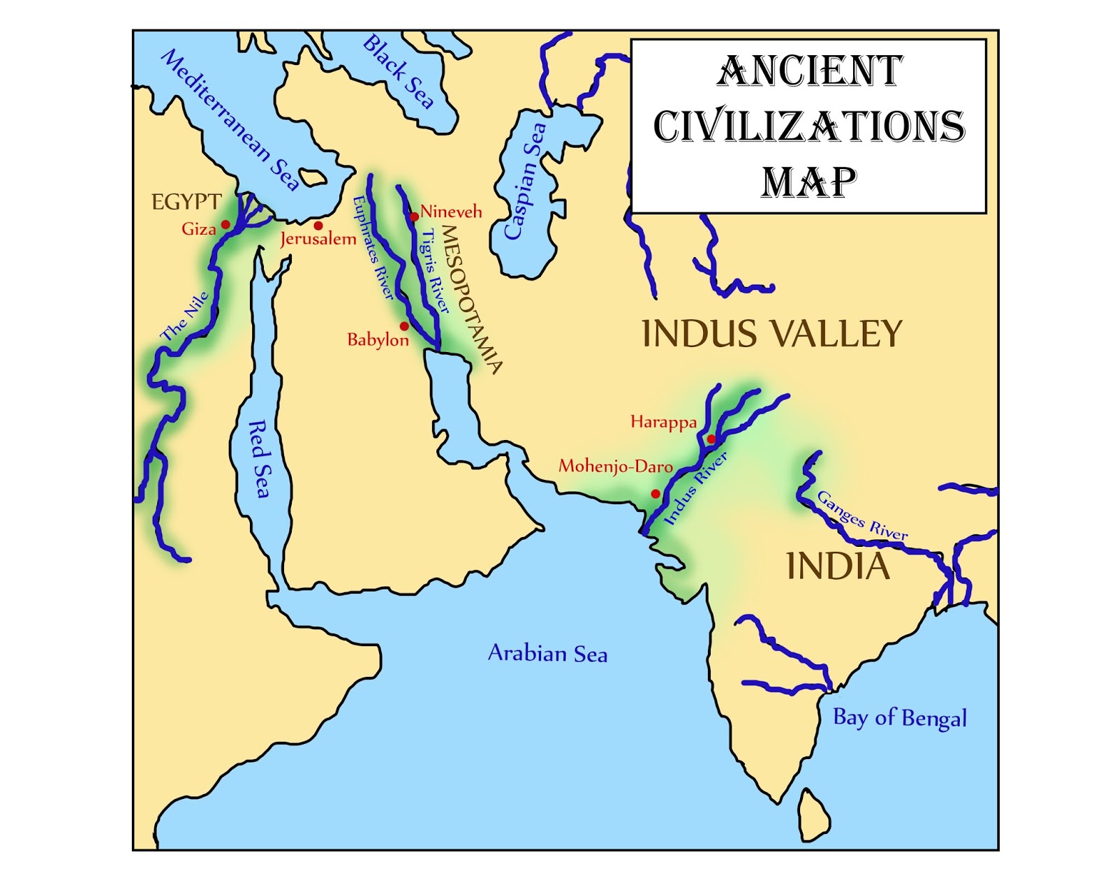 Mesopotamia Egypt And The Indus River Valley