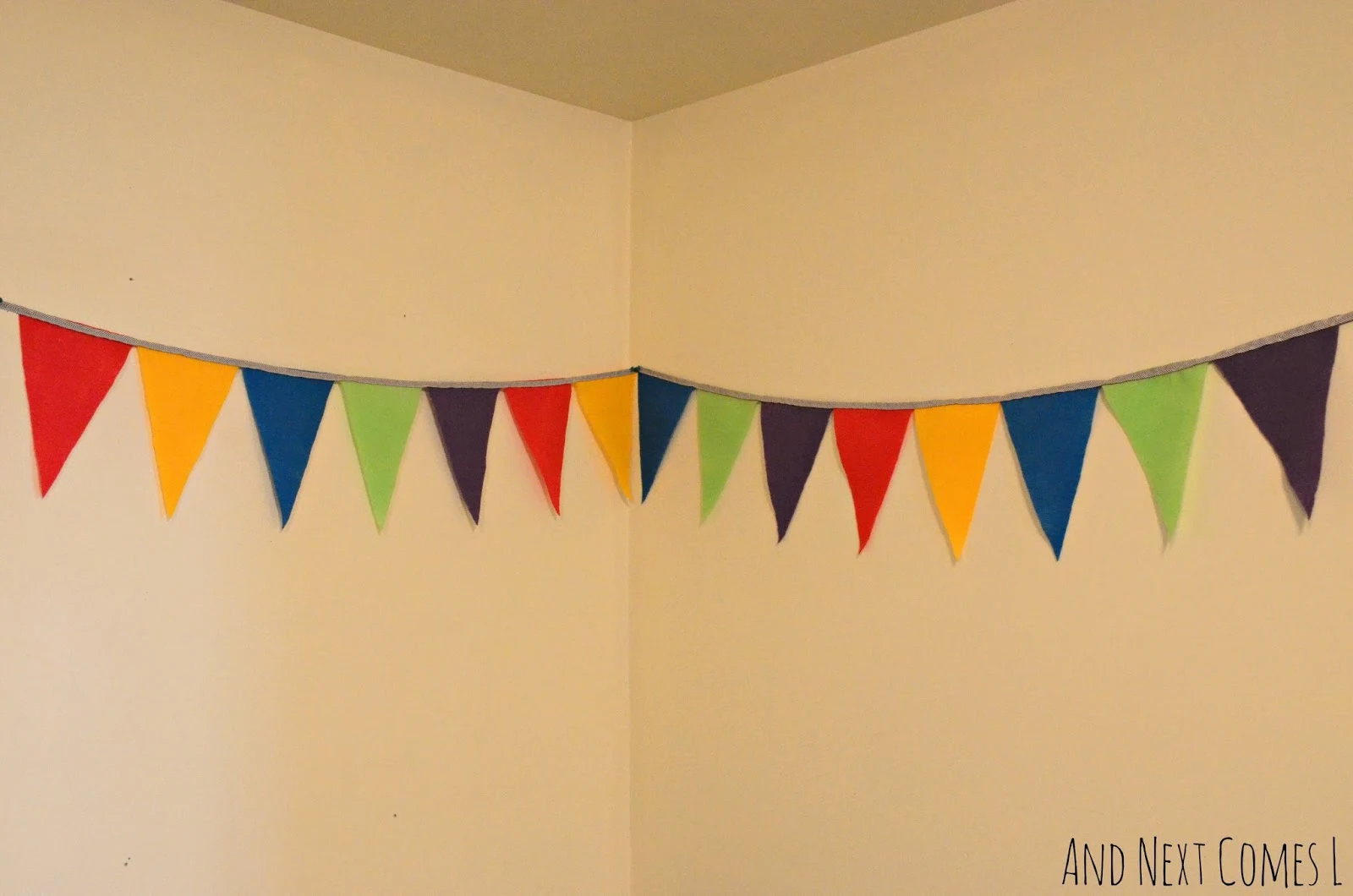 Easy DIY felt bunting with free printable template from And Next Comes L