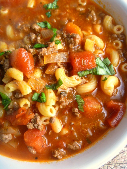 Slice of Southern: Spicy Beef and Macaroni Tomato Soup