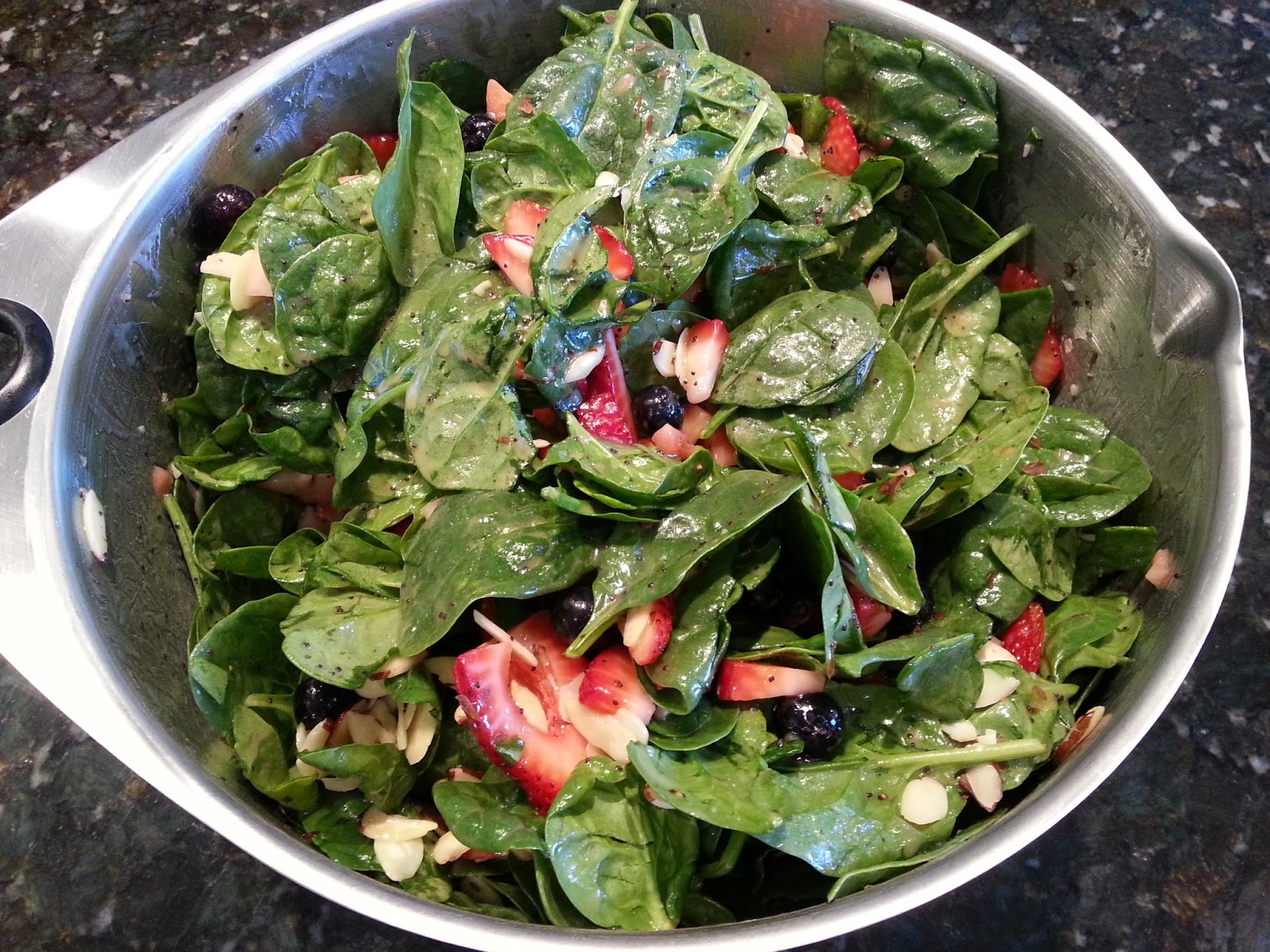 Sue's Kitchen Digest Spinach Strawberry Blueberry Salad with Poppy