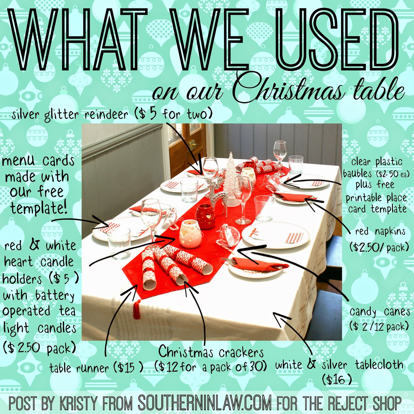 Tips and Ideas for Decorating Your Christmas Table on a Budget - Free Christmas Menu Cards and Place Card Printables