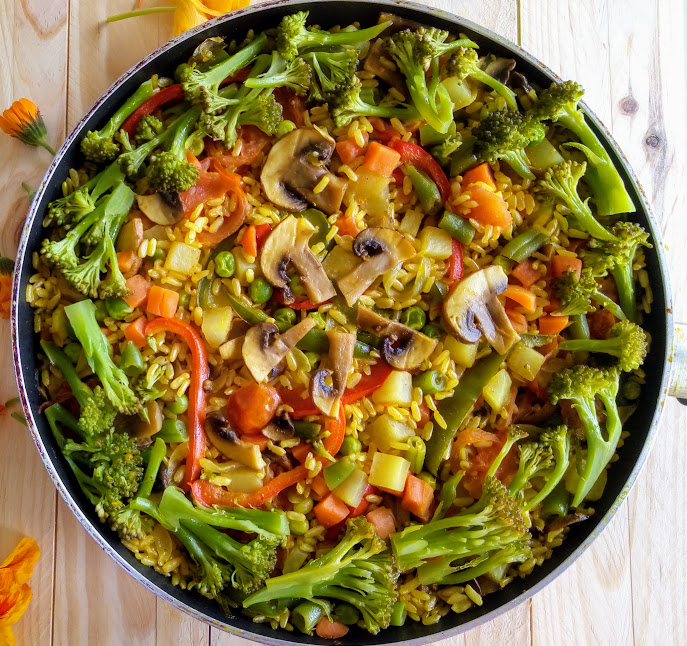 Amor e Hortelã Paella com arroz integral