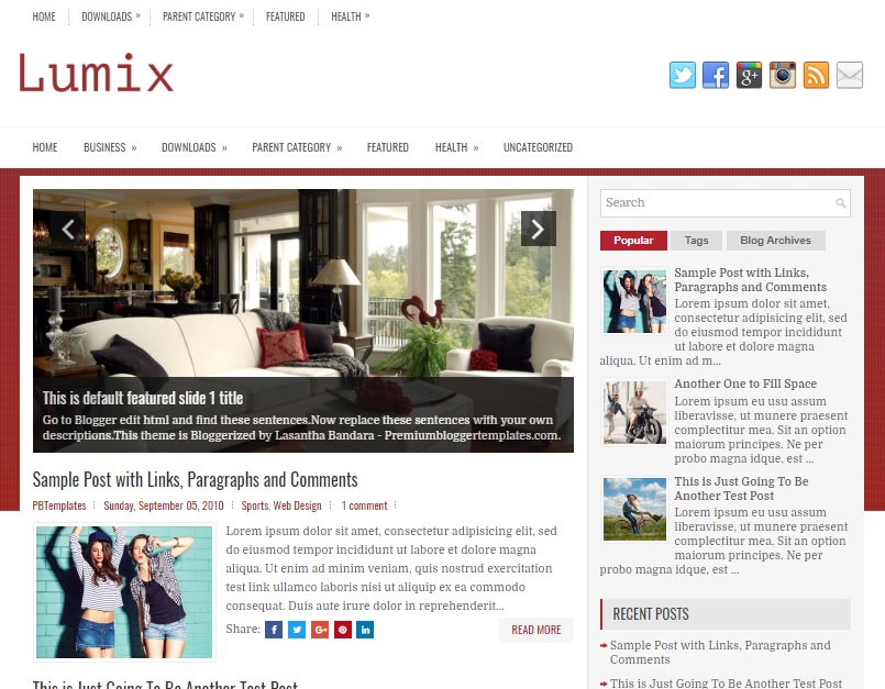 Free Download Lumix Blogger Template Columns Blogger Template amongst Widget Areas inward Right Sidebar together with Footer Free Download Lumix Blogger Template