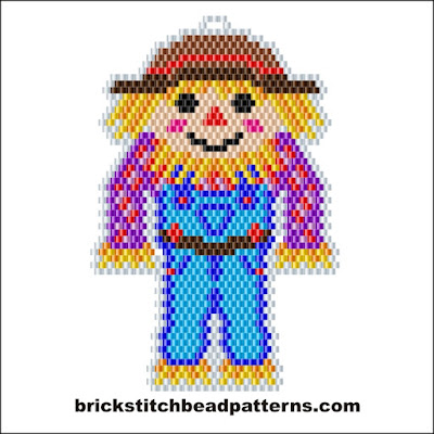 Free intermediate brick stitch earring pattern color chart.