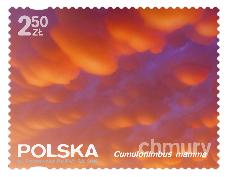 Juego con regalo de lotes de sellos Stamp-Clouds-Cumolonimbus-Mamma-Poczta-Polska-2016-Marzanna-Dabrowska-COLLECTORZPEDIA