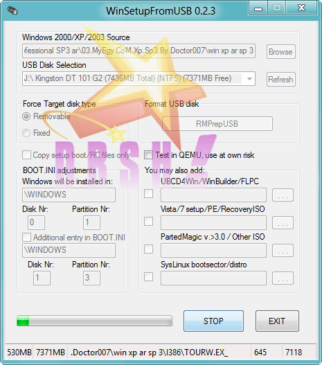 شرح بالصور طريقة نسخ وندوز xp علي usb ببرنامج WinToFlash v0.7.0034