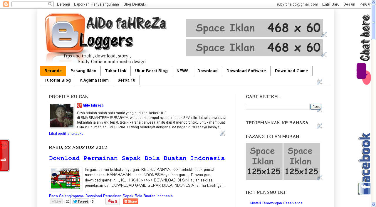 Cara Membuat Iklan/Widget Disebelah Judul Blog Wayan
