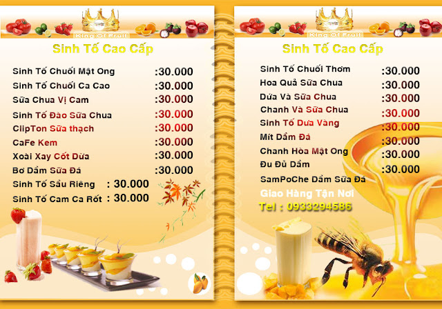 In menu giá rẻ tại Nha Trang