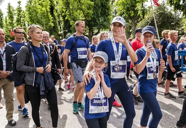 Crown Princess Mary with her children Prince Christian, Princess Isabella, Prince Vincent and Princess Josephine attend Royal Run in Copenhagen