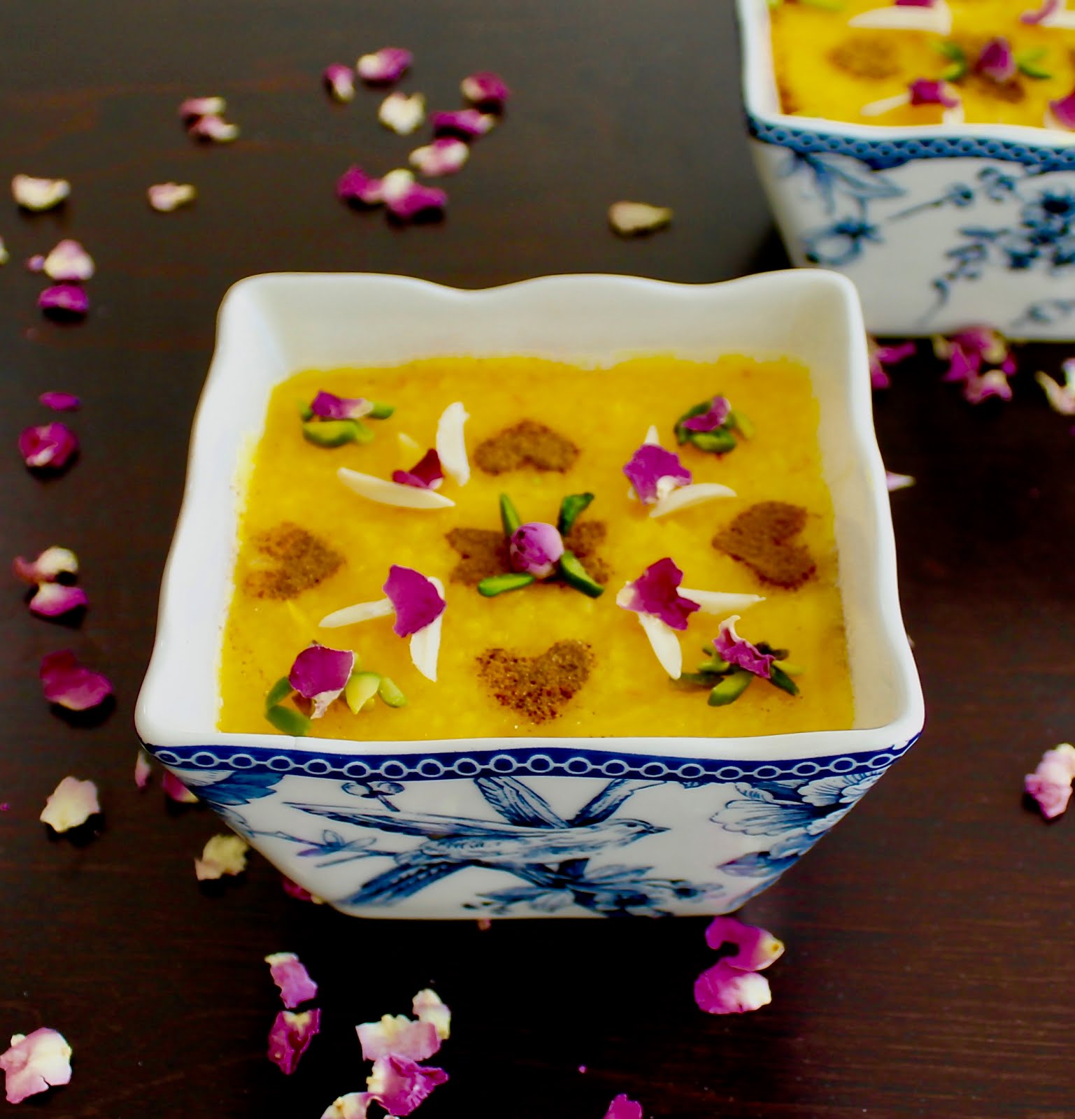 Sholeh zard (Persian Sweet Rice Pudding with Saffron and Rose Water)
