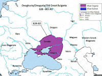 Стара Велика България наследява Патрия Оногурия и обединява основните български племена Утигури, Кутригури и Оногури