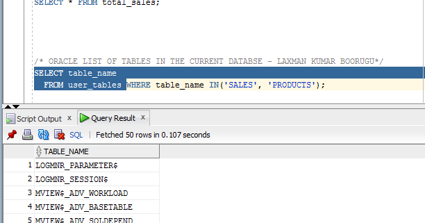 SQL QUERIES - FOR ANALYSIS: HOW TO KNOW WHICH TABLES ARE AVAILABLE IN ...