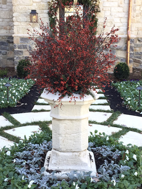 Gorgeous berries in stone urn at Home for Holidays Atlanta Showhouse 2015 - Hello Lovely Studio