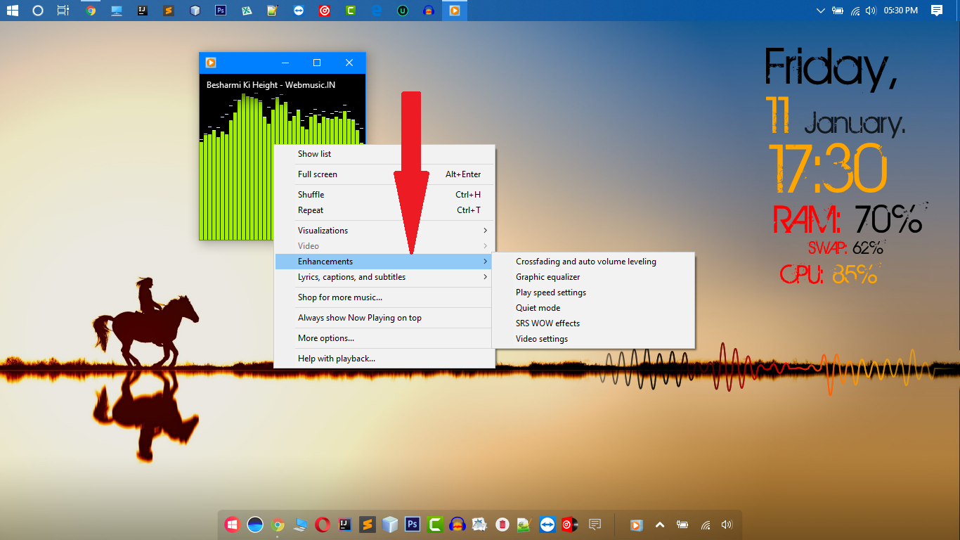 Windows Media Player में Equalizer कैसे चलाये / Windows Media Player me