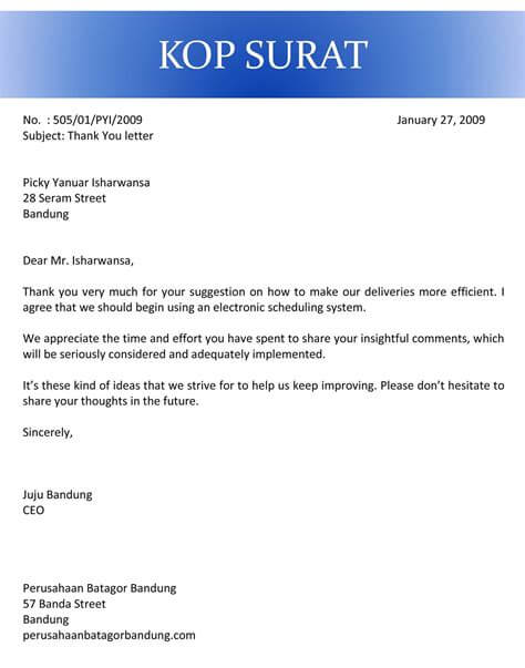 Contoh Surat Ucapan Terima Kasih Perusahaan Kepada Karyawan Contoh Surat