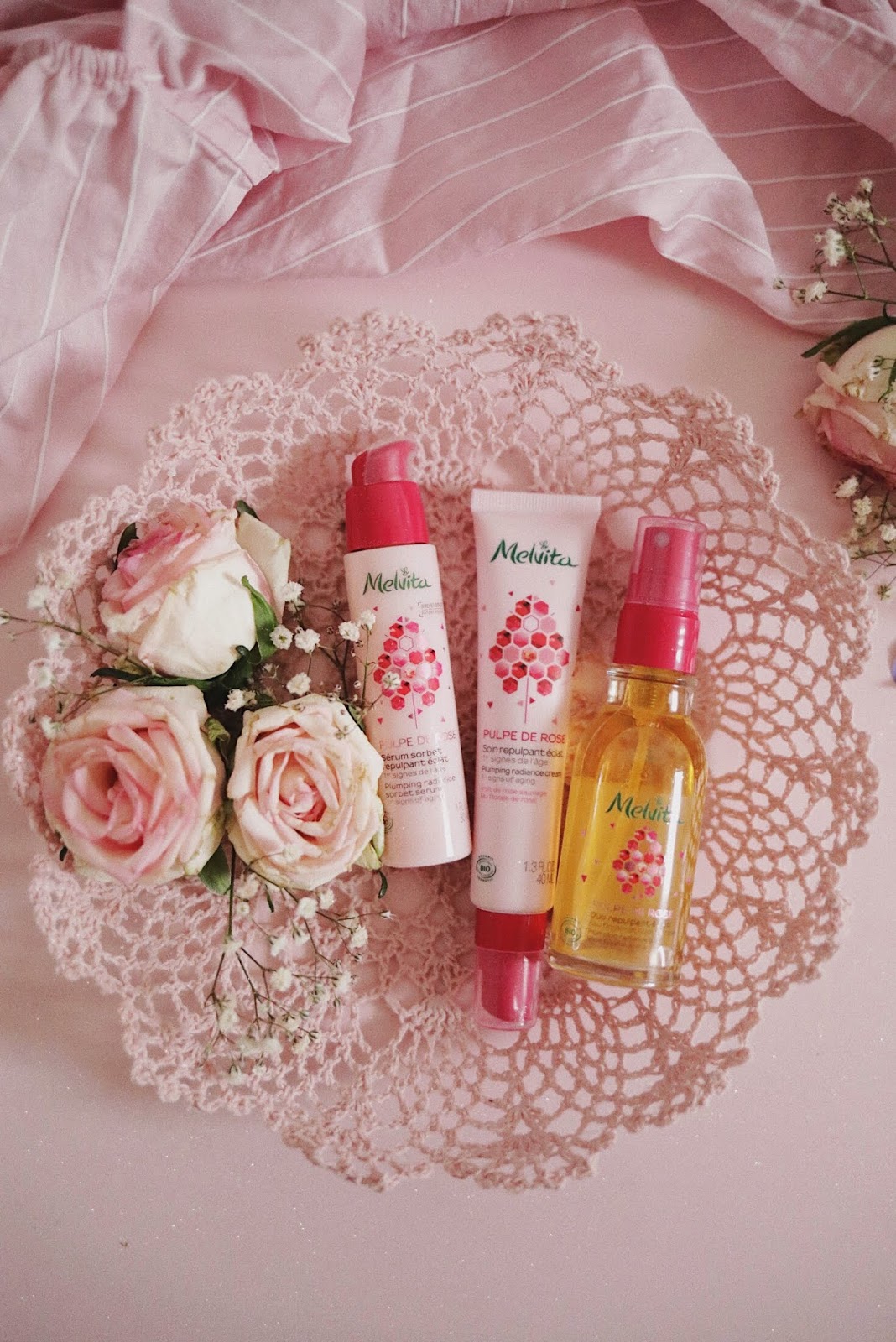 Melvita ,Pulpe de Rose, grenadine RP , rose mademoiselle, rosemademoiselle,rose