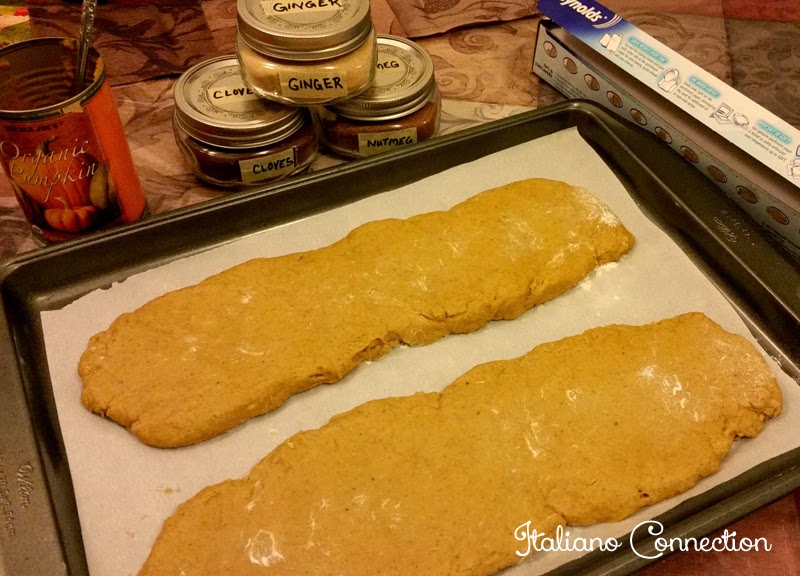 Spiced Pumpkin Biscotti logs before baking