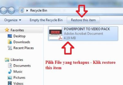 Cara Mengembalikan File Yang Terhapus di recycle bin