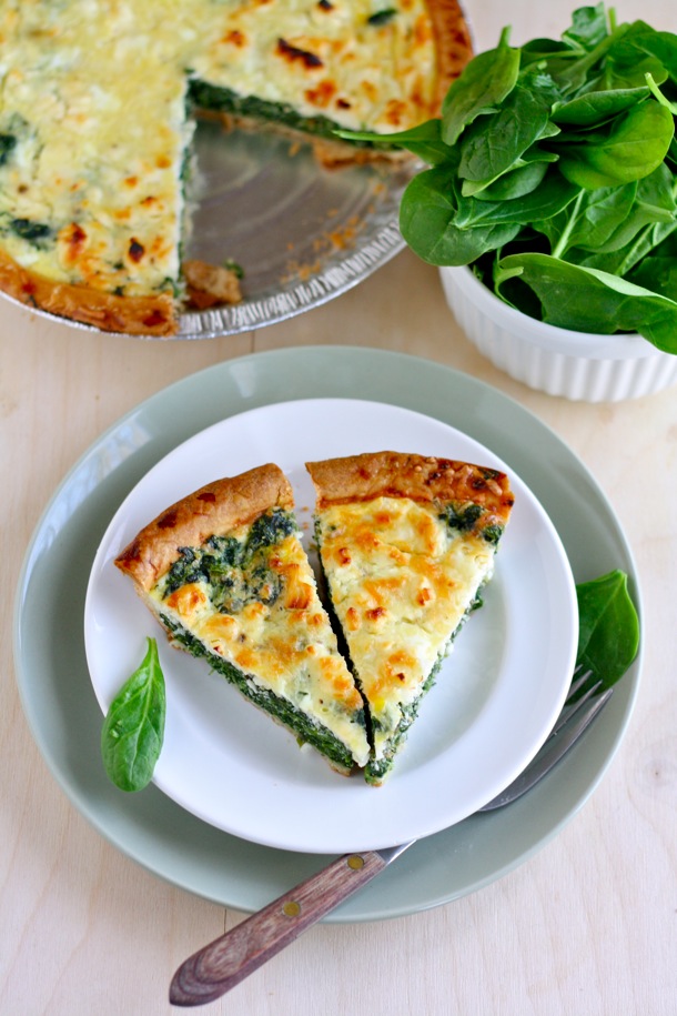 food drink: SPINACH AND FETA QUICHE