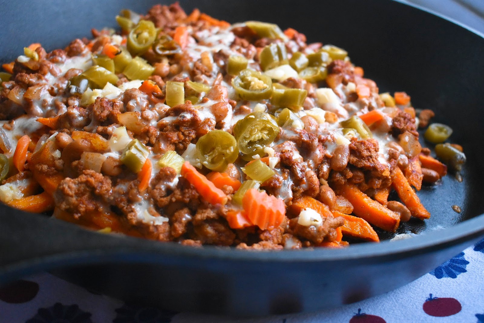 Turkey Chili Cheese Fries with Giardiniera Chef Jen